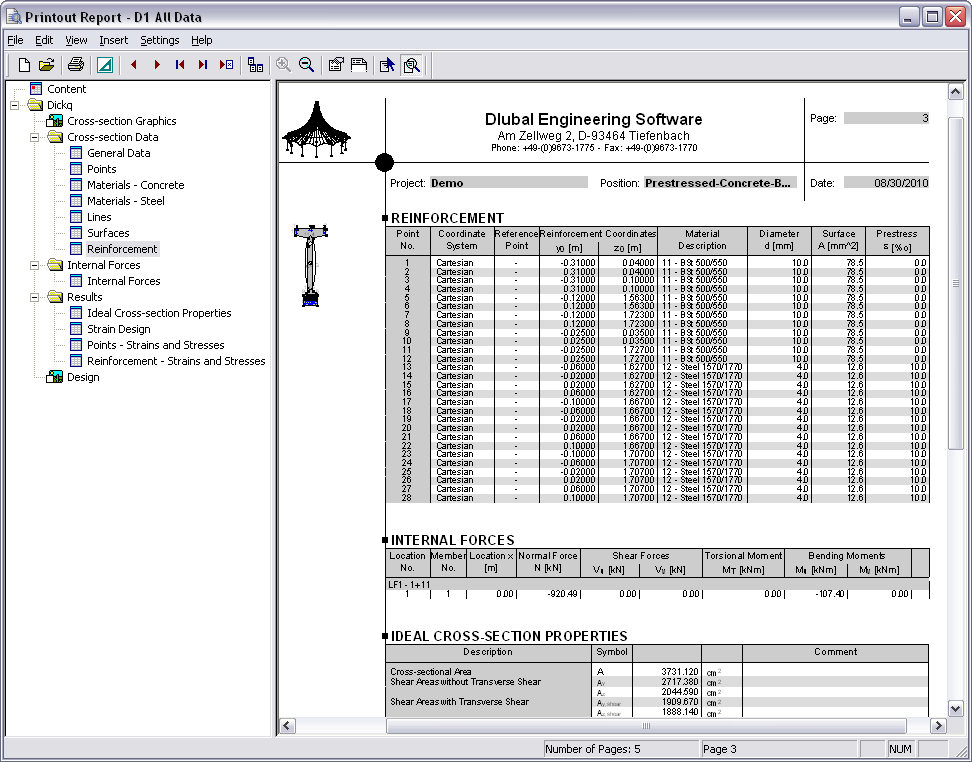 THICKQ Cross-Section Properties Program | Printout Report