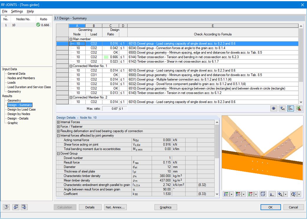 Result Output in Table Form