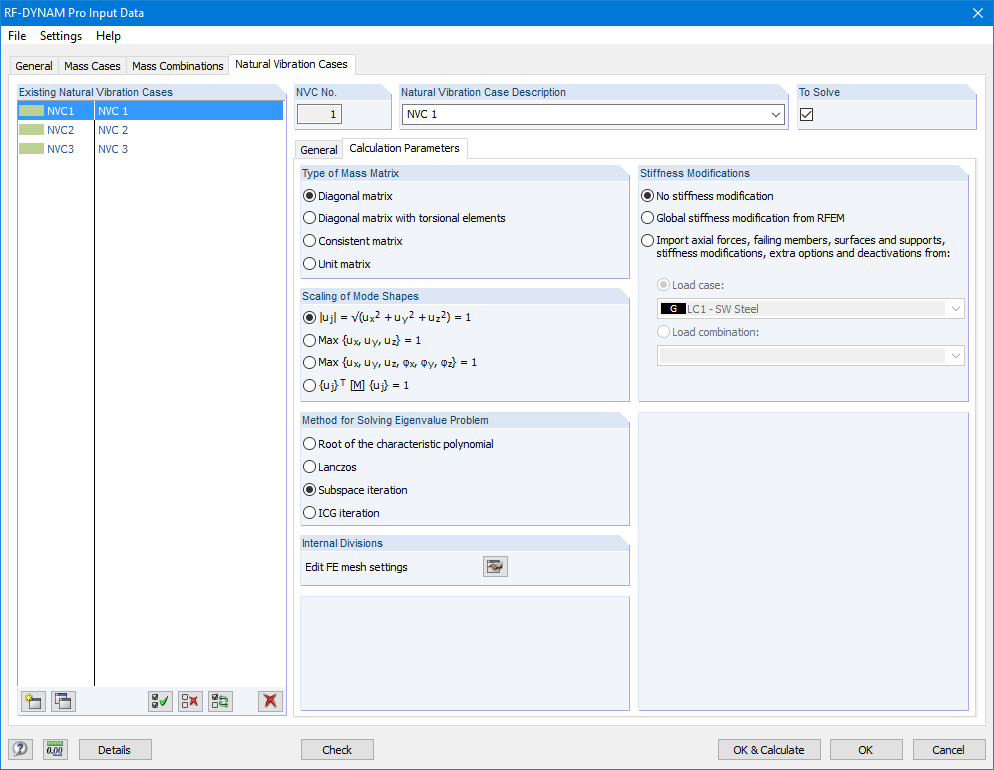 Calculation Parameters