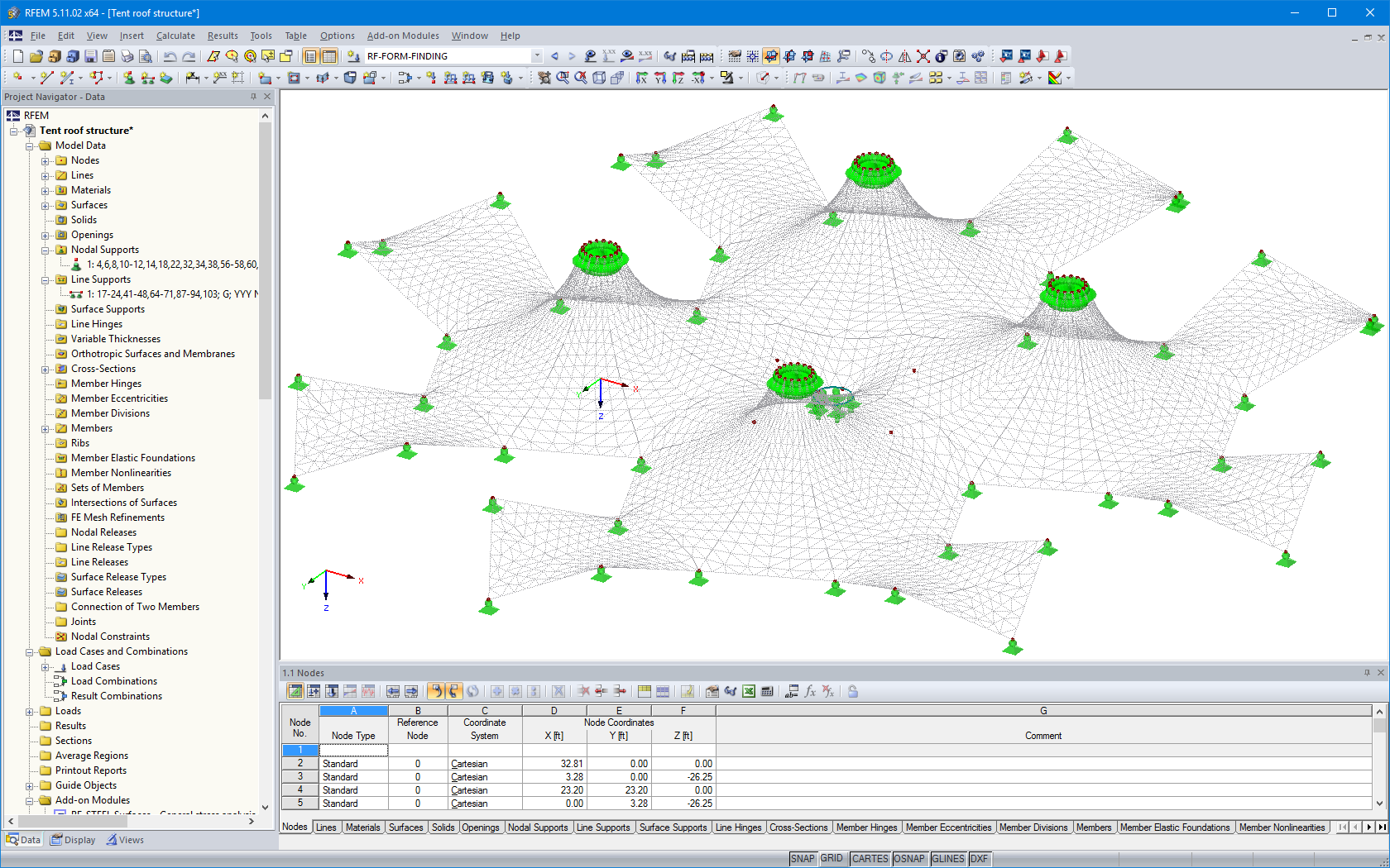 Deformed FE Mesh After Form-Finding