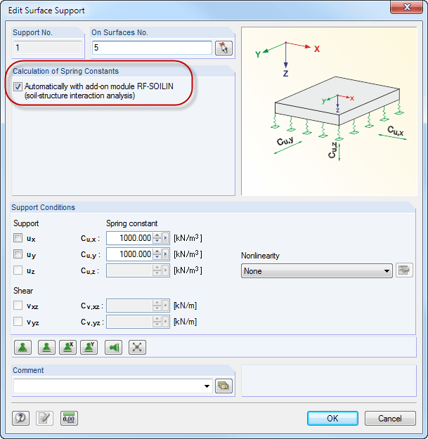 Calculation Option for RF-SOILIN in RFEM
