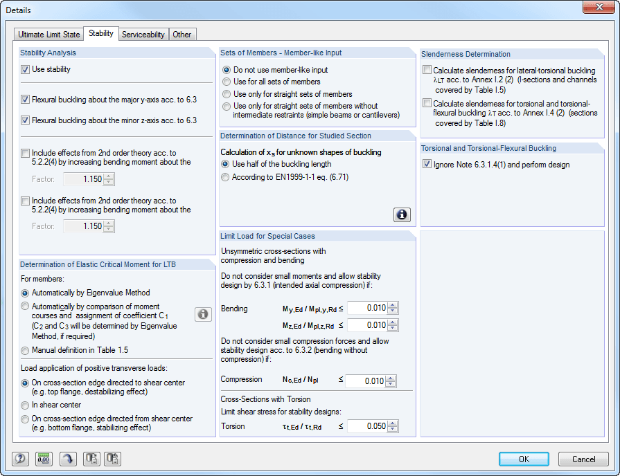 Detail Settings for Stability