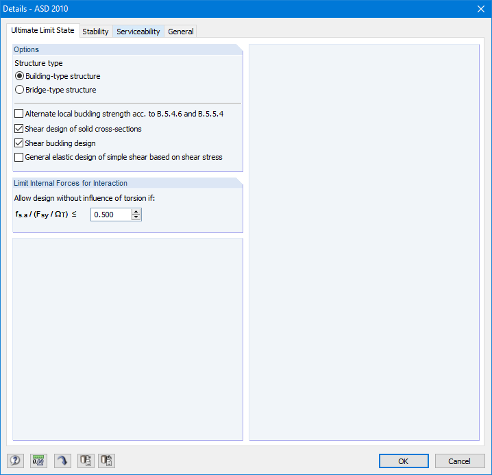 Detailed Settings for Load-Bearing Capacity