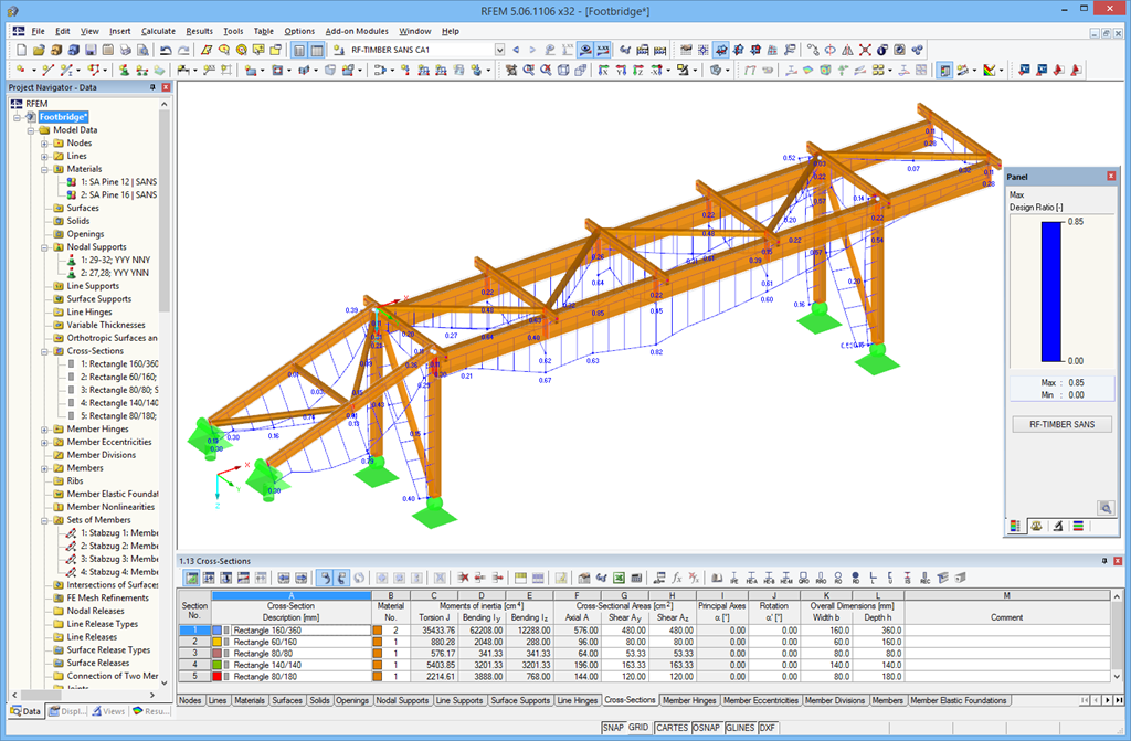 Graphical Display of RF-/TIMBER SANS Design Results in RFEM