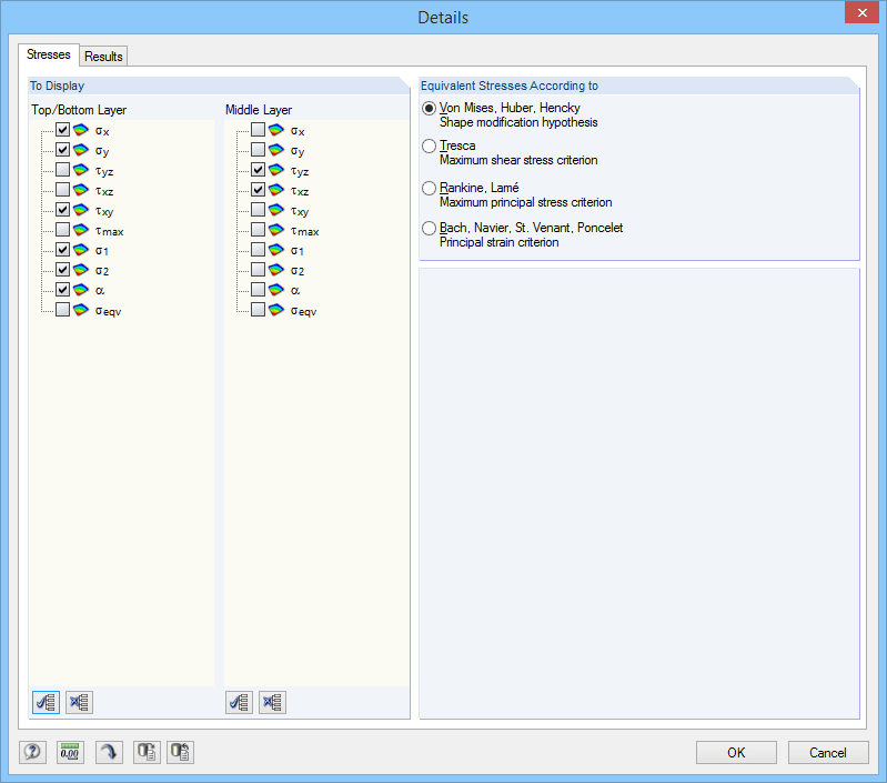 Detail Settings for Stresses