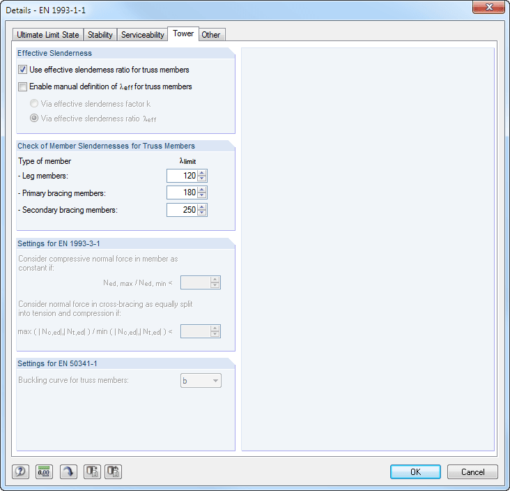 Detailed Settings for Lattice Tower