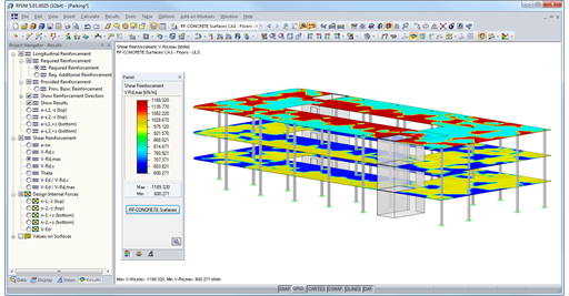 RF-CONCRETE Surfaces - Graphical Results Output for Complete Structural Model