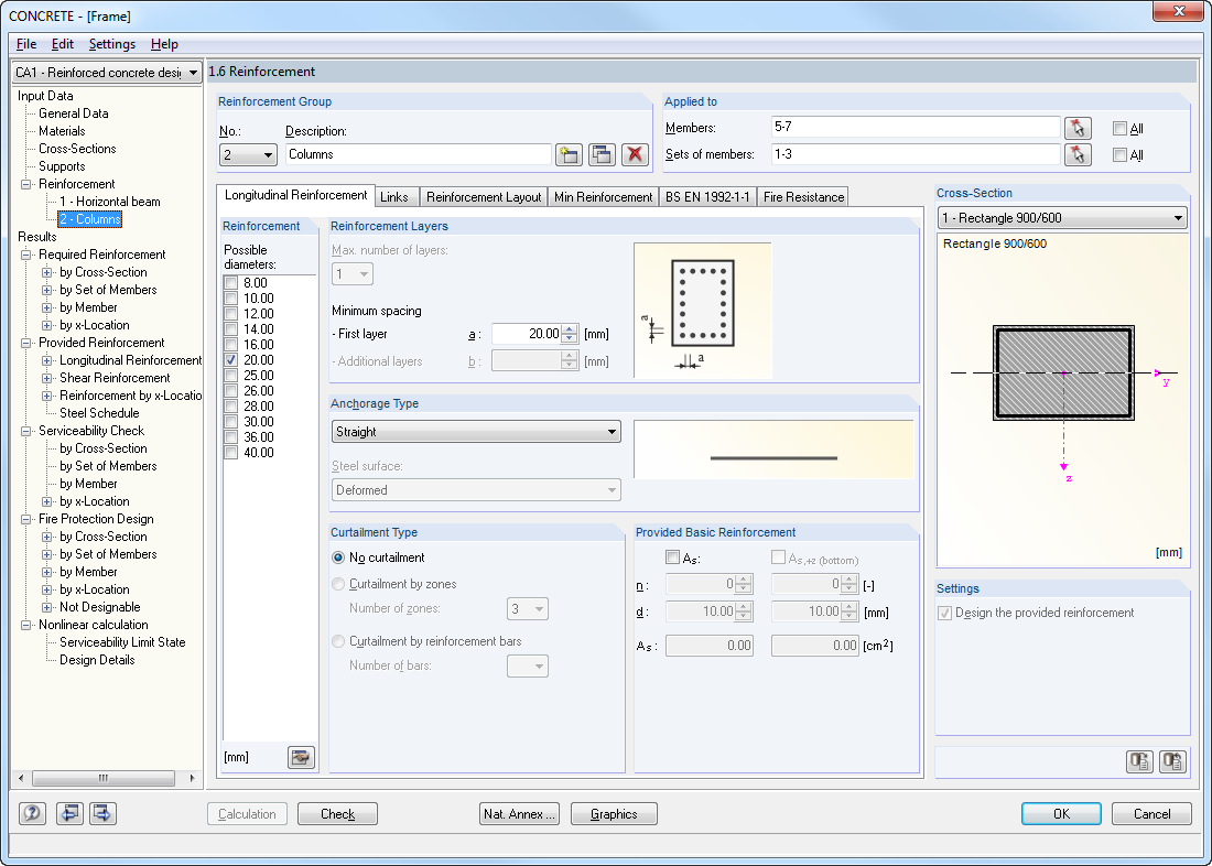Reinforcement Settings for Columns