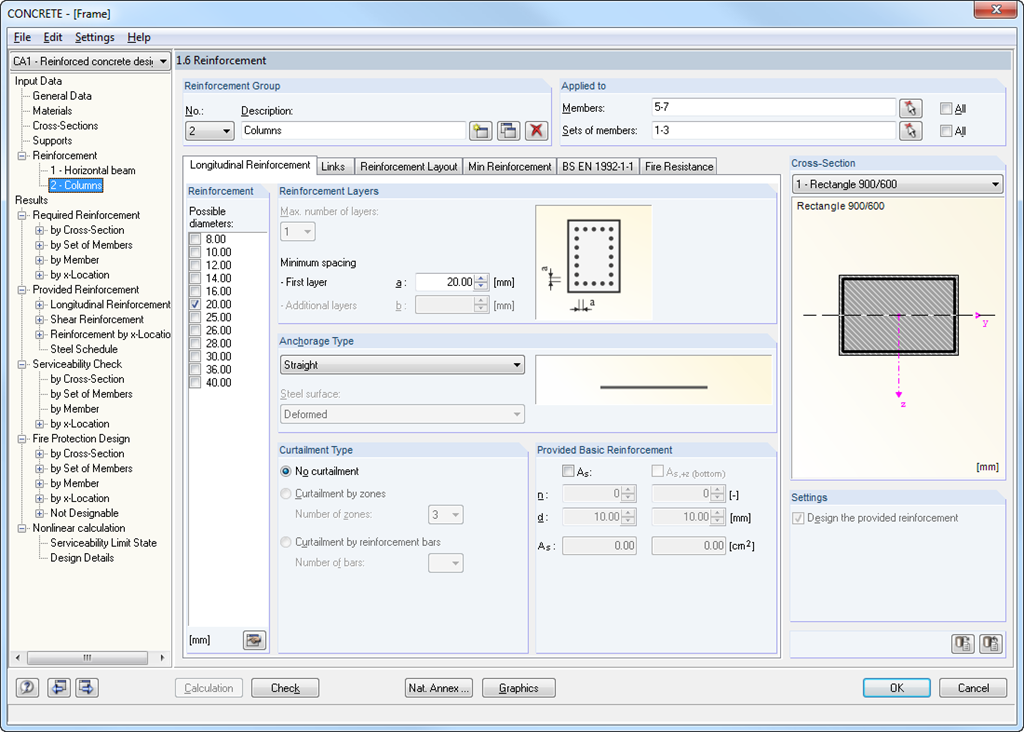 Reinforcement Settings for Columns