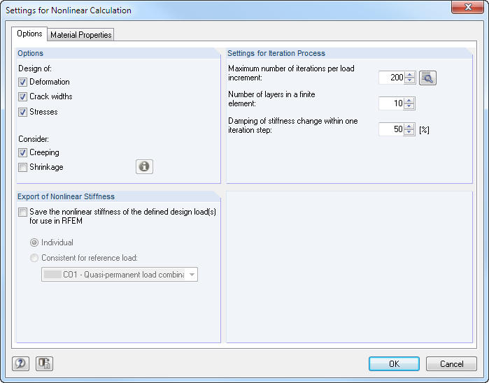 Settings for Nonlinear Calculation