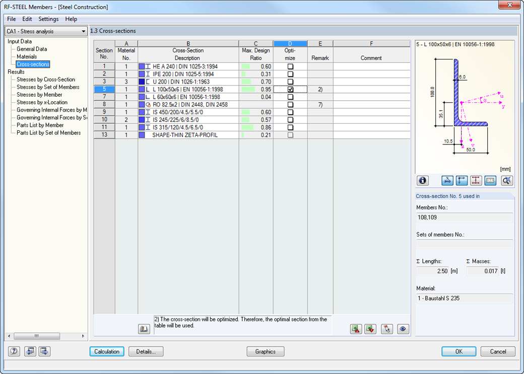 Possibility to Optimize Cross-Sections