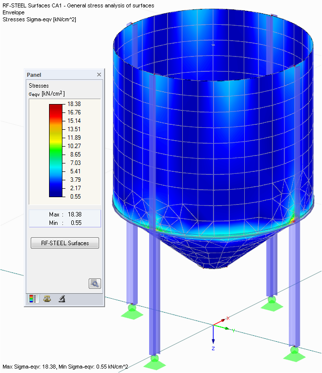 Colored Results in RFEM Graphic - Surfaces