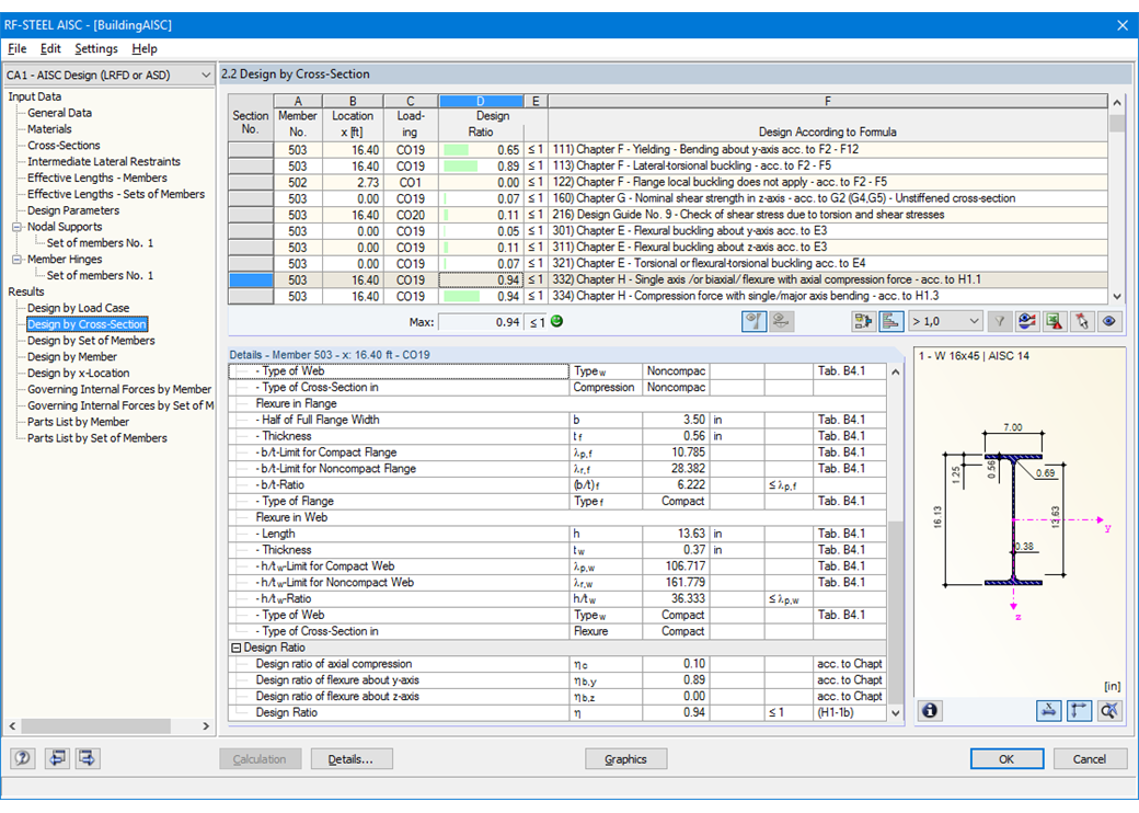 Window 2.2 Results by Cross-Section