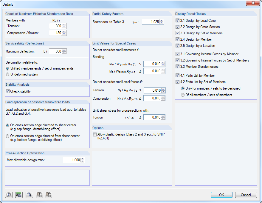 Detailed Settings for Design