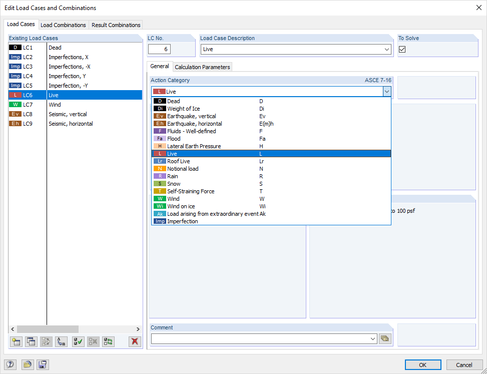 Assignment of Action Types to Load Cases