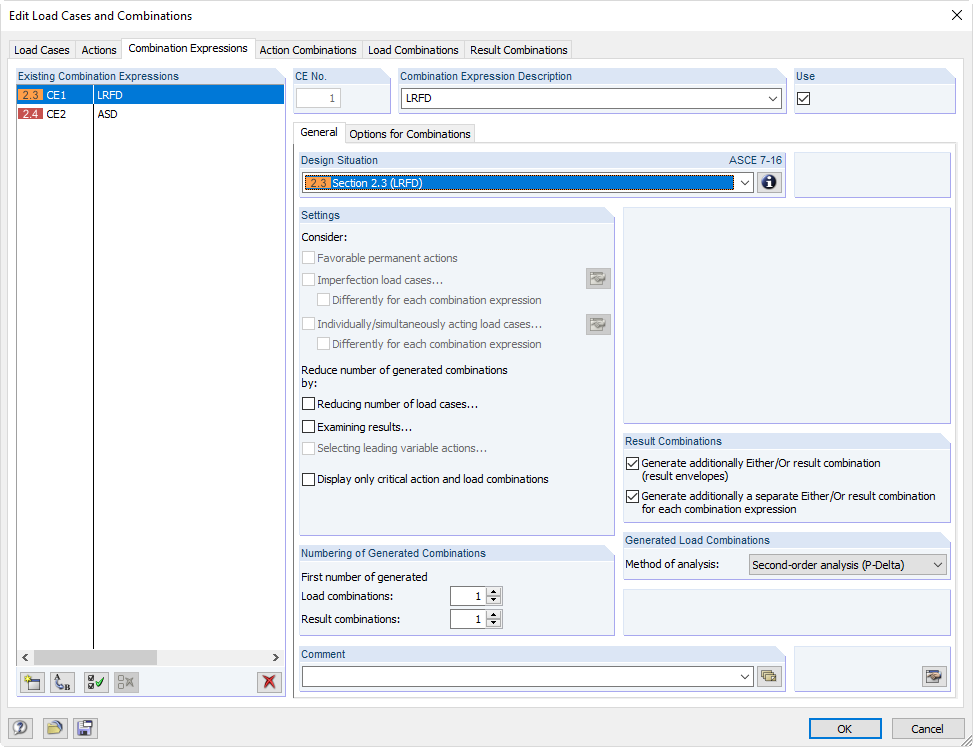 Reduction of Stiffnesses in Load Combination