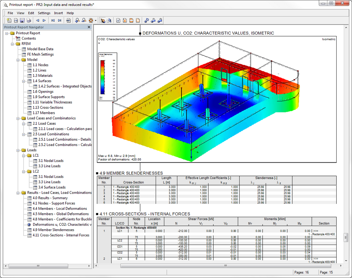 Automatically Created Deformation Graphics in Printout Report