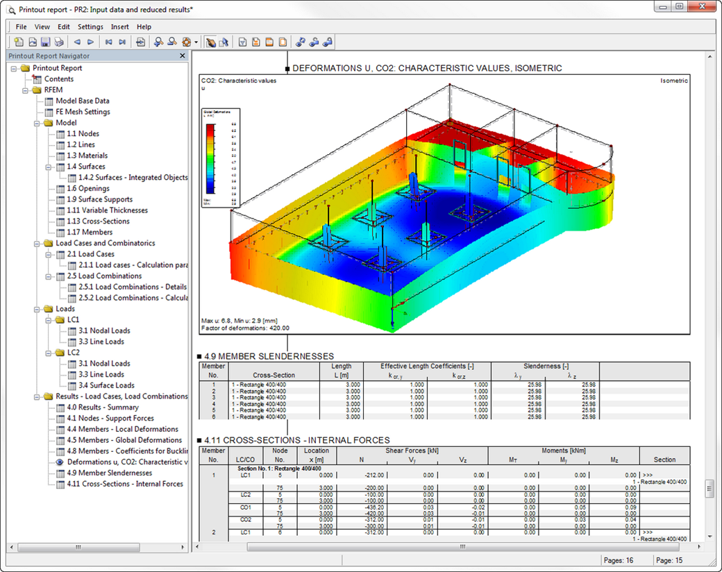 Automatically Created Deformation Graphics in Printout Report