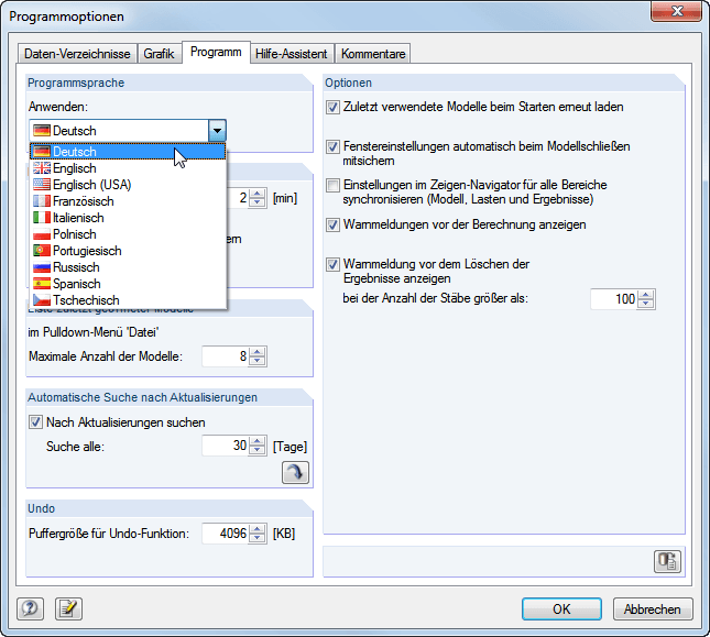 Program Language Selection 