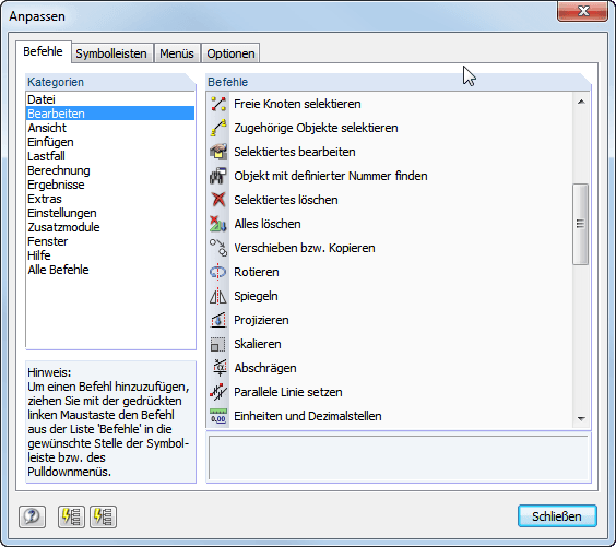 Customize Dialog Box