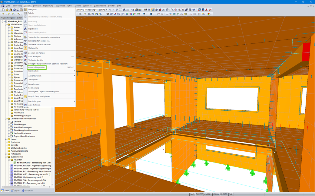 Activation of Camera Flight Mode in RFEM