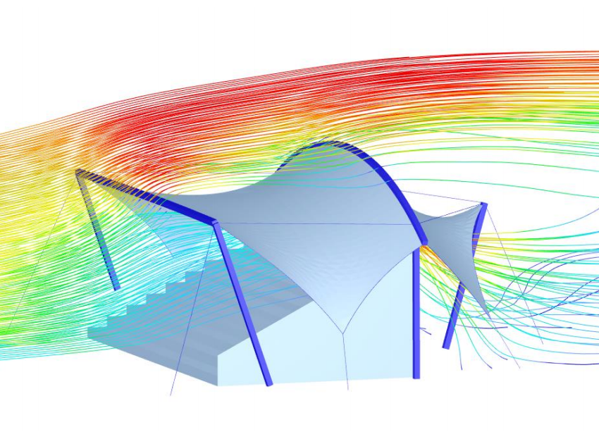 Wind Simulation for Membrane Structure with Stairs