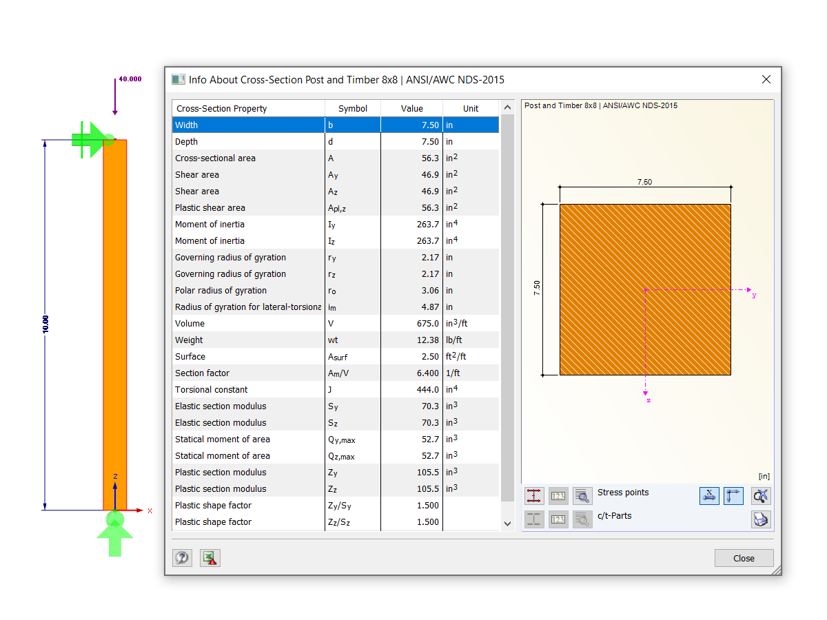 Column Loading and Dimensions