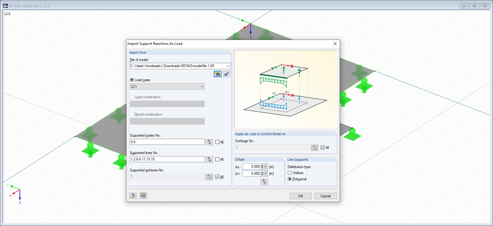 Dialog Box "Import Support Reactions as Load" 