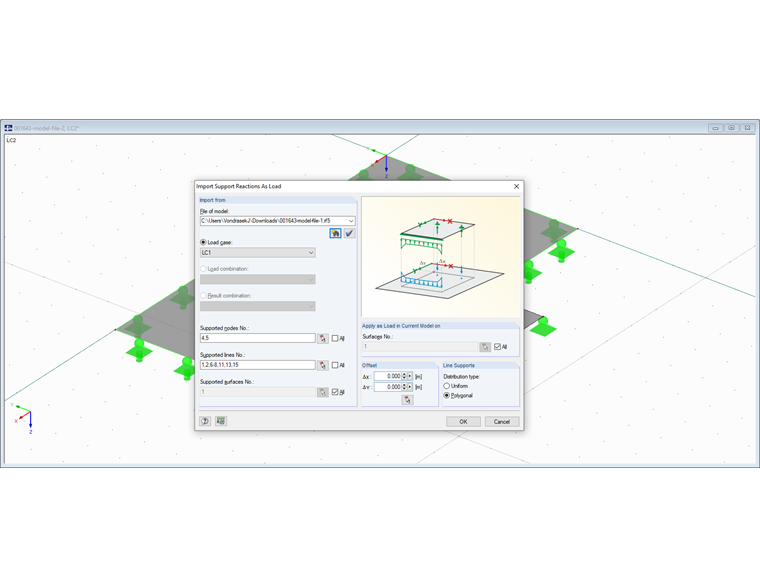 Dialog Box "Import Support Reactions as Load" 