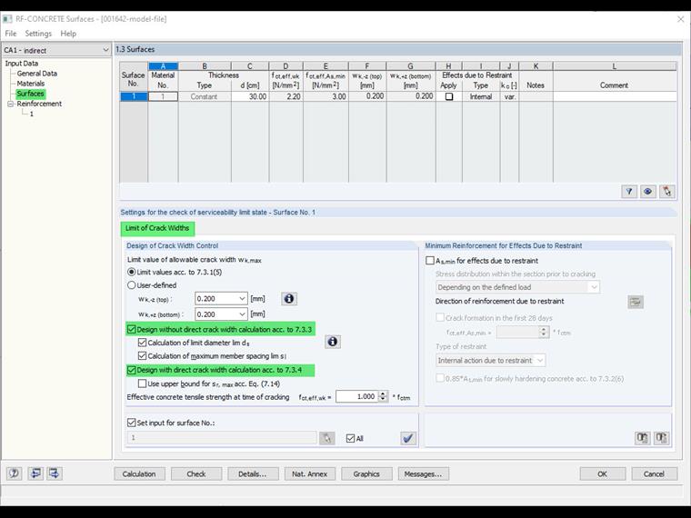 Method for Limiting Crack Width