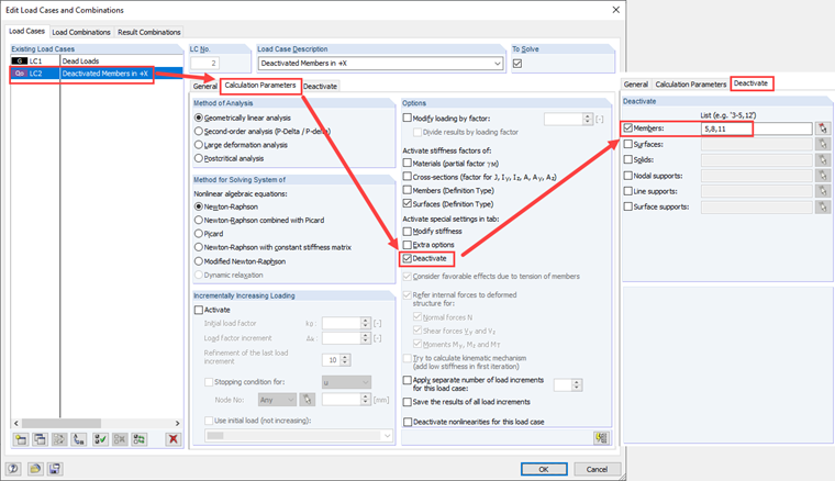 Option "Deactivate" in RFEM