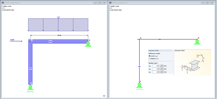 Model 2 with Member Eccentricity, Axial Offset