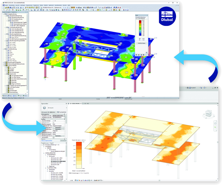 Reinforcement Content in RFEM (Top) and Revit (Bottom) After Export via Direct Interface