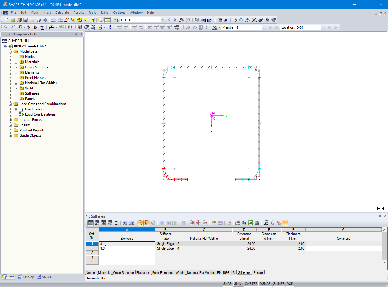 Table 1.8 Stiffeners
