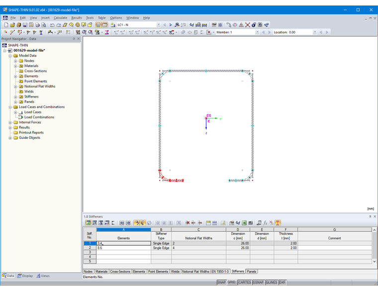 Table 1.8 Stiffeners
