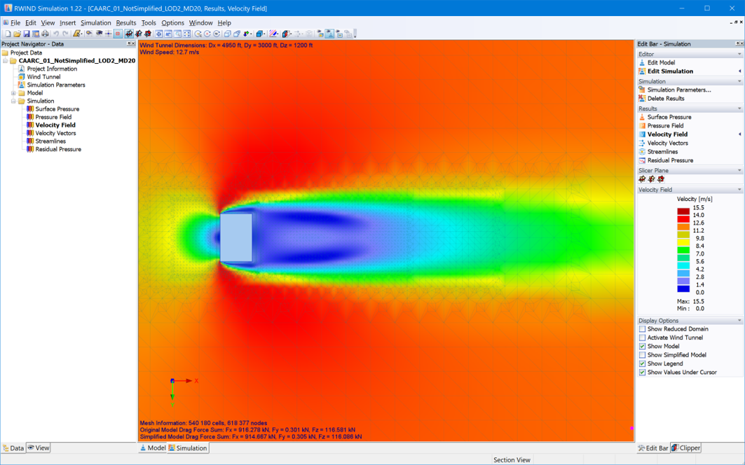 Velocity Field on Vertical Horizontal Cross-Section at Z/H = 2/3
