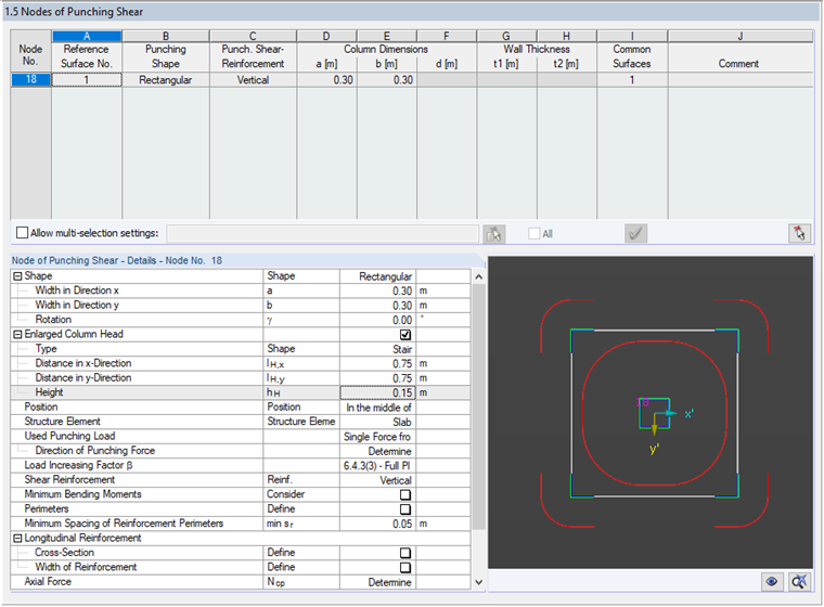 Dimensions for Punching Within Enlarged Column Head and in Slab