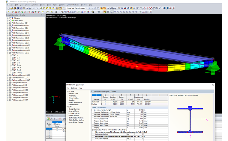 Maximum Vertical Deformation of Crane Runway Girder with Rigid Supports