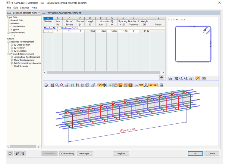 RF-CONCRETE Members - Provided Shear Reinforcement