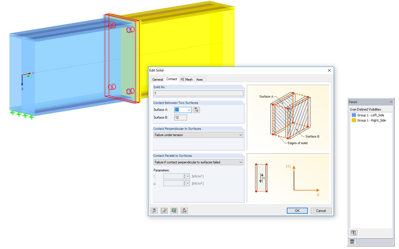 Overlapping Surfaces Using Contact Solid (End Plate Joint)