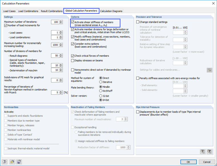 Considering Shear Deformation in RFEM and RSTAB