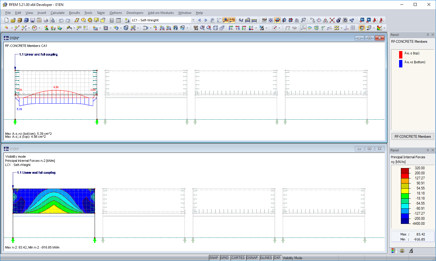 Required Reinforcement for Rib and Axial Force Distribution of Wall