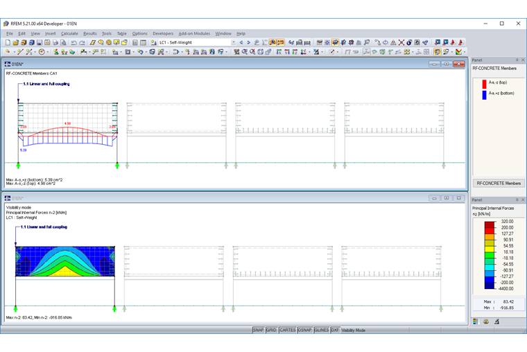 Required Reinforcement for Rib and Axial Force Distribution of Wall