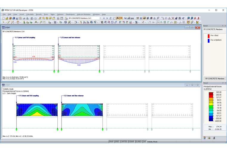 Required Reinforcement for Rib and Axial Force Distribution of Wall