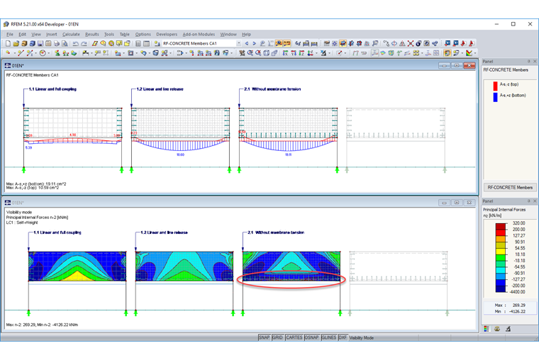 Required Reinforcement for Rib and Axial Force Distribution of Wall