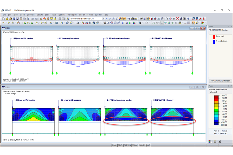 Required Reinforcement for Rib and Axial Force Distribution of Wall