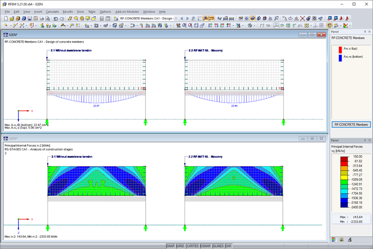 Required Reinforcement for Rib and Axial Force Distribution of Wall Considering Construction Phases