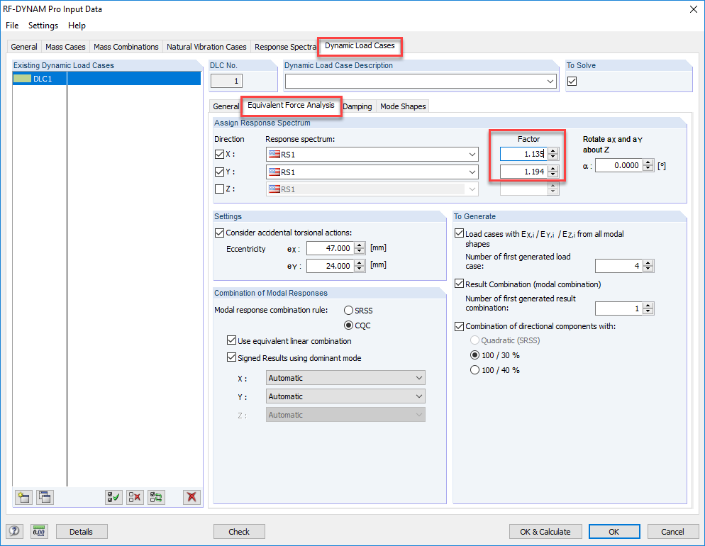 Approximate Consideration of P-Delta Effects with Amplification Factors in RF-DYNAM Pro - Equivalent Loads