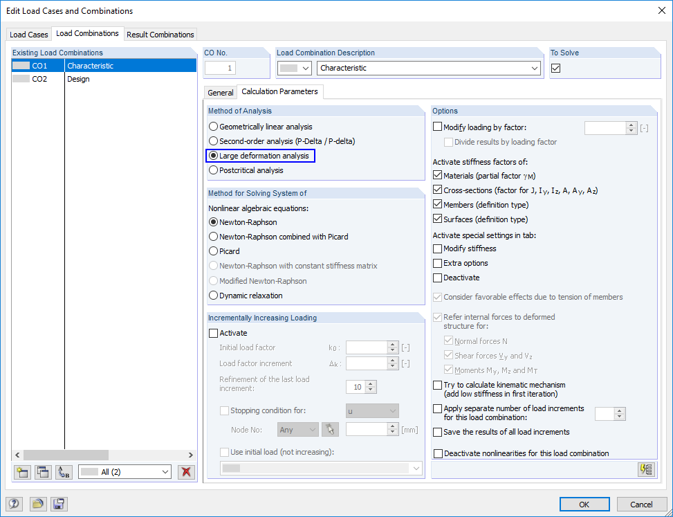 Calculation According to Large Deformation Analysis