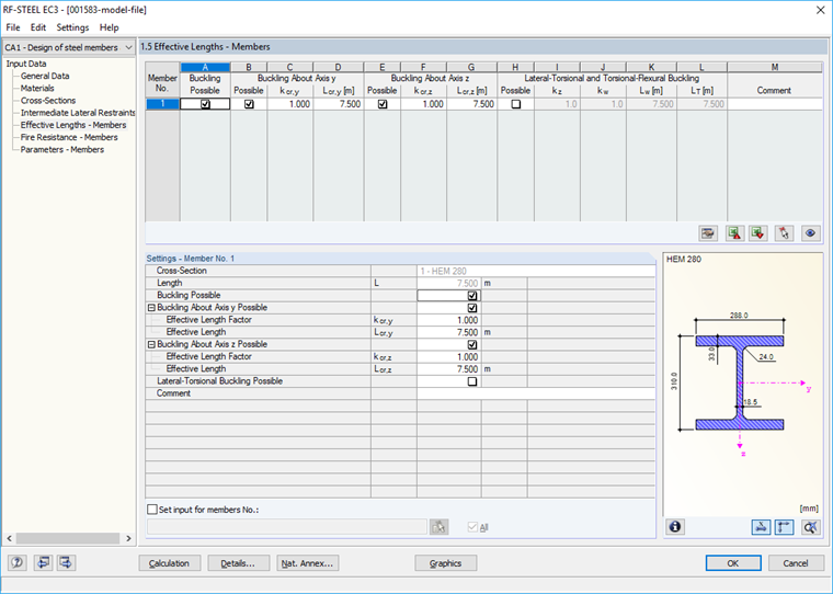 Window 1.5 Effective Lengths - Members